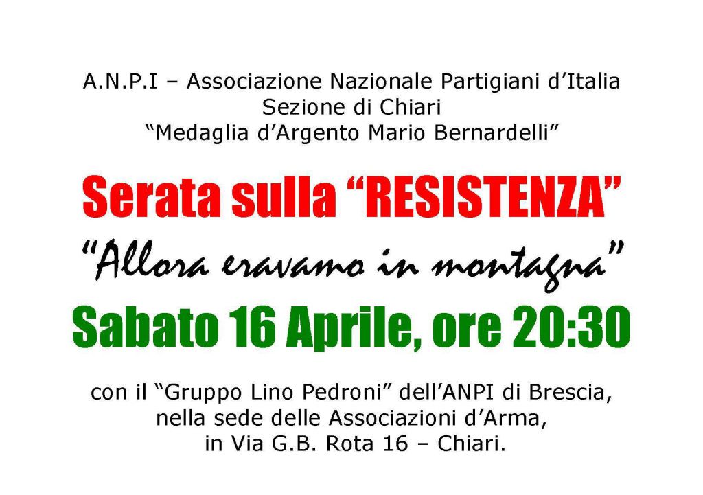 Serata sulla RESISTENZA